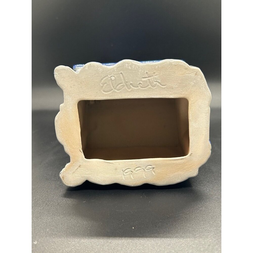 Eldreth Pottery Christmas Blue Salt Glaze Chapel Church Vintage Signed 1999 - Picture 9 of 14
